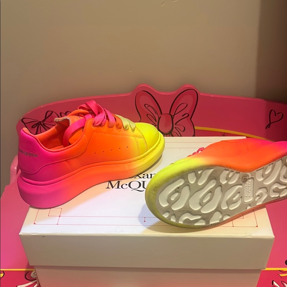 Alexander McQueen Gradient Pink and Yellow Sneakers